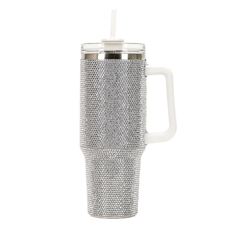 StarFrost Silver Rhinestone Tumbler with Handle