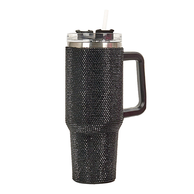 GlamJet Black Rhinestone Tumbler with Handle (30 oz)